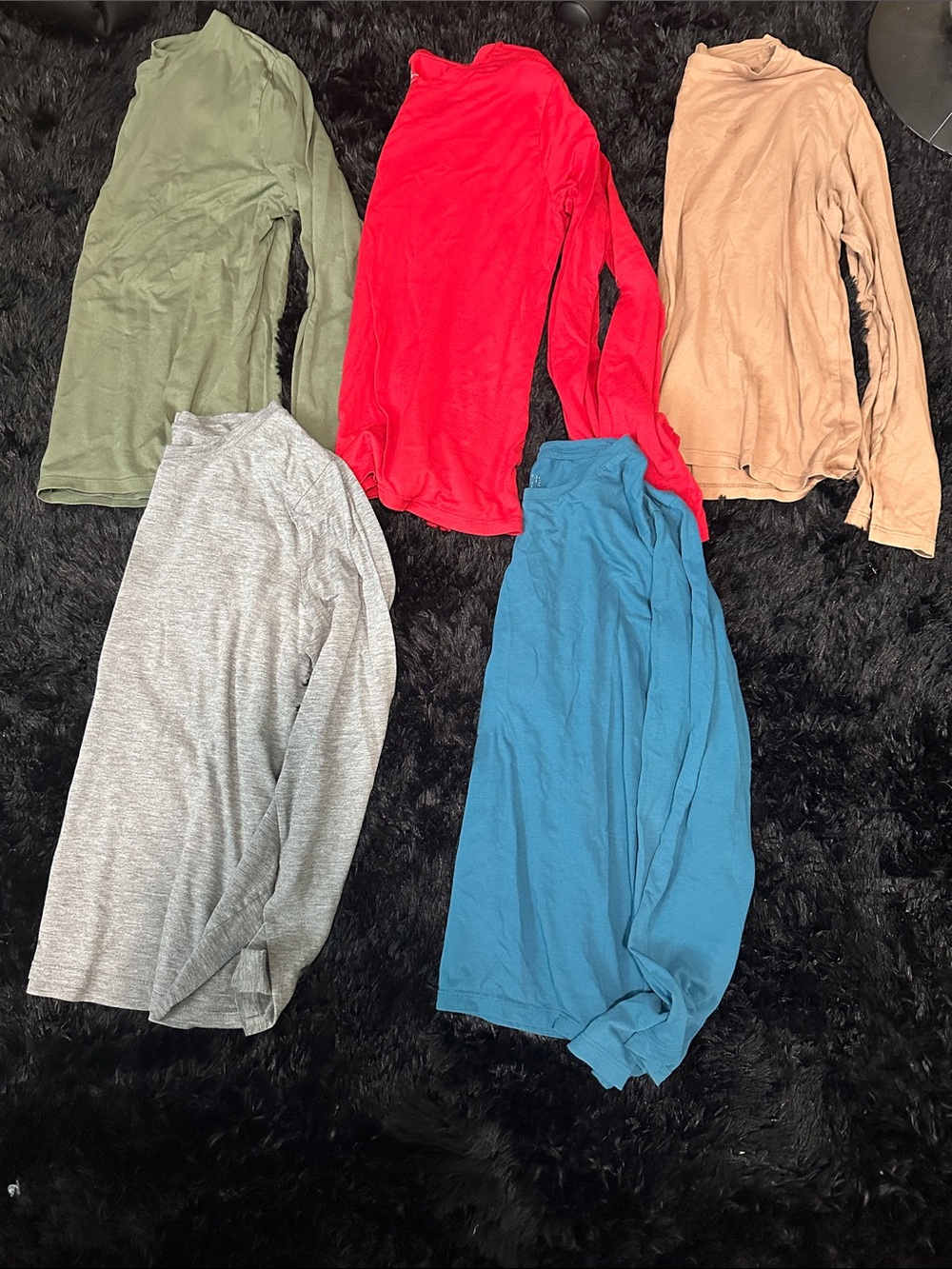 5 Women's Long Sleeve Mock Neck Tee - Red, Olive, Tan, Gray, Teal